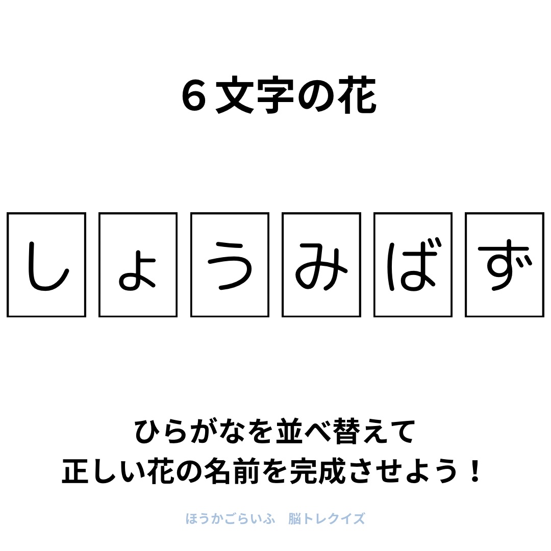 高齢者向け（無料）言葉の並び替えで脳トレしよう！文字（ひらがな）を並び替える簡単なゲーム【花の名前】健康寿命を延ばす鍵